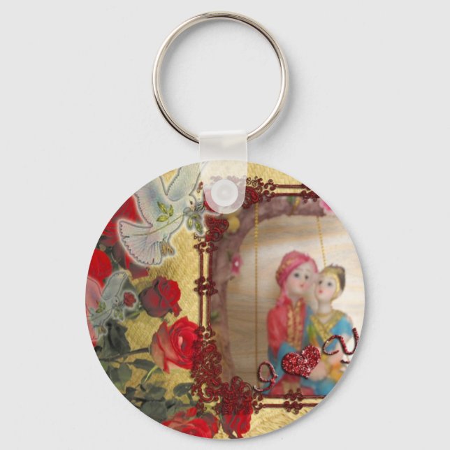 Wedding Doll Portrait Graphic Art Print Keychain (Front)