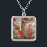 Wedding Doll Portrait Graphic Art Print Silver Plated Necklace<br><div class="desc">Wedding Doll Portrait Graphic Art Print Celebrate Love with Our “Wedding Doll Portrait” Introducing our enchanting “Wedding Doll Portrait Graphic Art Print, ” featuring beautifully illustrated South Asian bride and groom dolls. This charming artwork is set against a colorful backdrop, framed by vibrant red roses and complemented by a soft...</div>