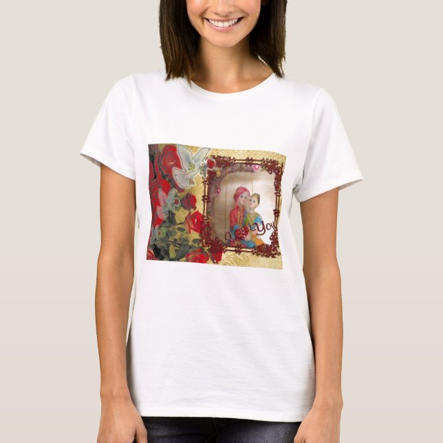 Wedding Doll Portrait Graphic Art Print T-Shirt (Front)