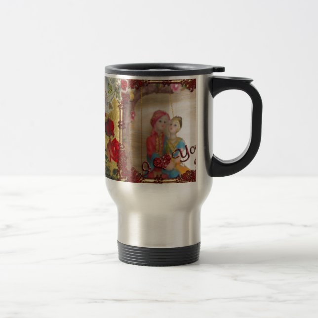 Wedding Doll Portrait Graphic Art Print Travel Mug (Right)