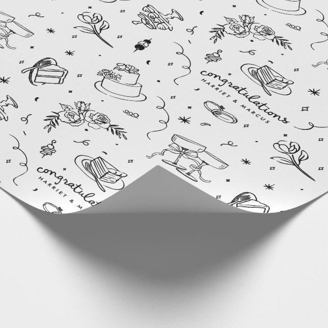 Wedding doodles customizable design wrapping paper (Corner)