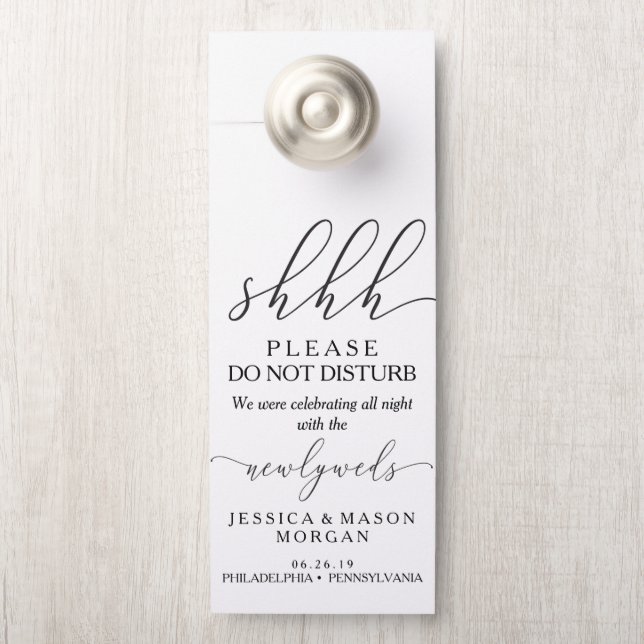 Wedding Door Hanger - Do Not Disturb - Caligraphy (On Knob)
