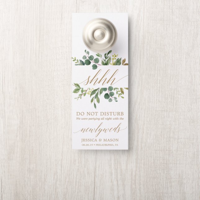 Wedding Door Hanger - Do Not Disturb - Greenery (On Knob)