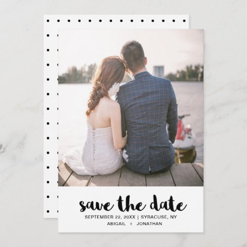 Wedding Dots Black and White Save the Date Photo