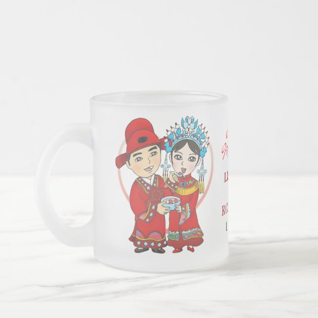 "Wedding & Double Happiness" Glass Mug as Table Gi (Left)