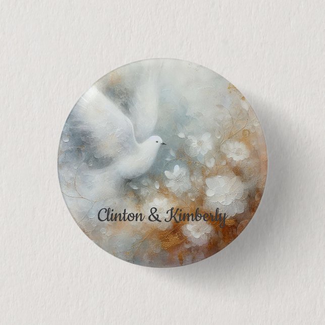 Wedding Dove Floral Button - Customizable (Front)