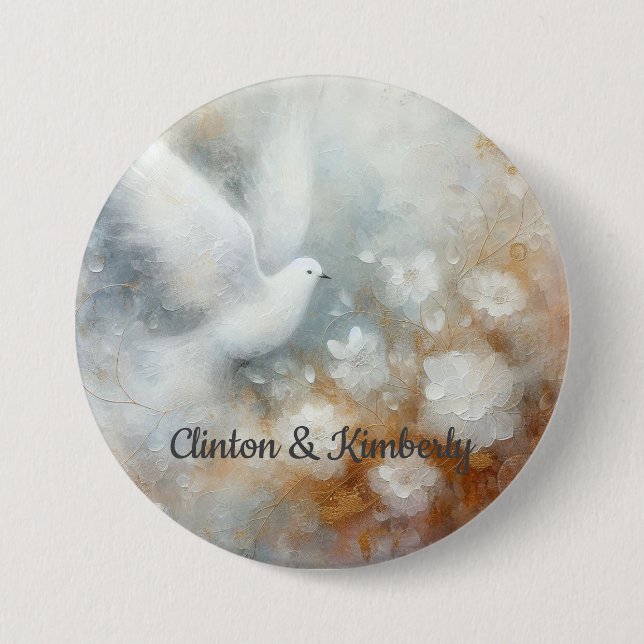 Wedding Dove Floral Button - Customizable (Front)