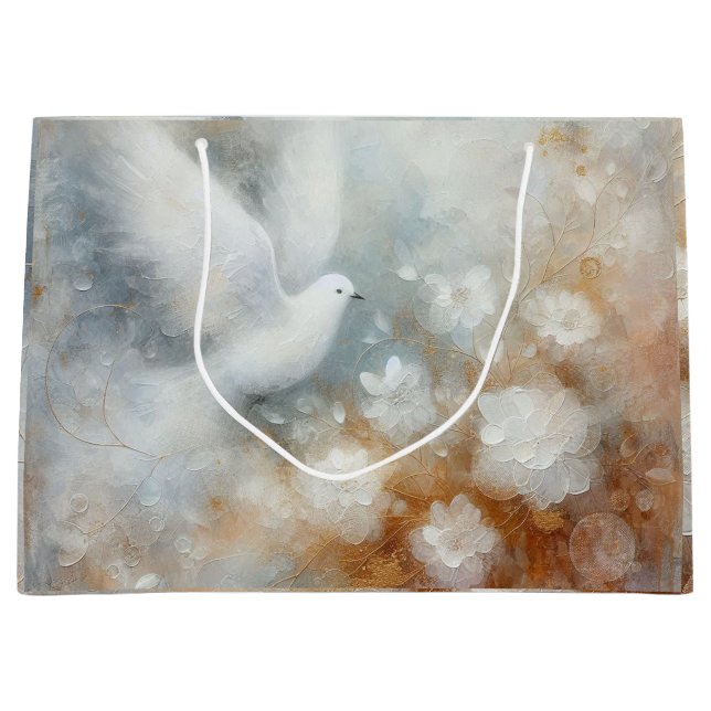 Wedding Dove Floral Large Gift Bag (Front)