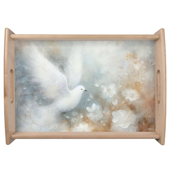 Wedding Dove Floral Serving Tray (Front)