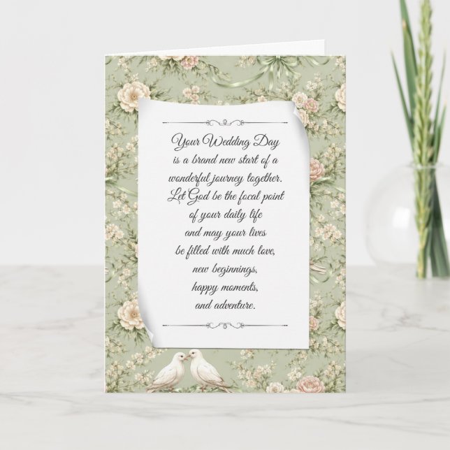 Wedding Doves and Ribbons Congratulations Card (Front)