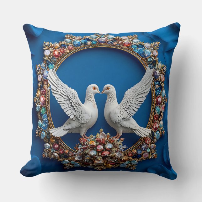 Wedding doves Art Peace & Harmony Wedding Throw Pillow (Front)