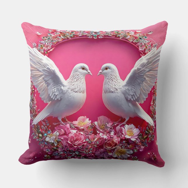Wedding Doves Classic Wedding Romance Throw Pillow (Front)