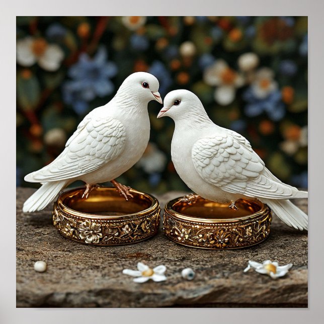 Wedding Doves Elegant Nature Art 🕊️🌸💍✨ Poster (Front)