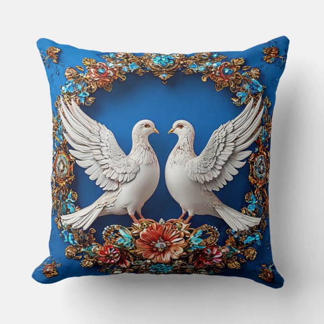 Wedding doves Floral Wedding birds Throw Pillow (Front)
