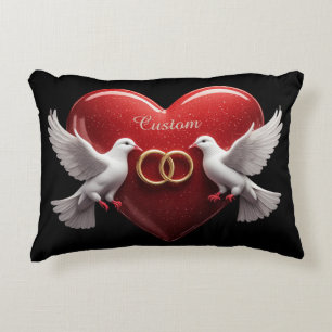 Wedding Doves Heart Romantic Anniversary Gift Accent Pillow