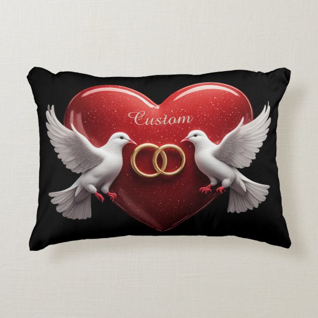 Wedding Doves Heart Romantic Anniversary Gift Accent Pillow (Front)