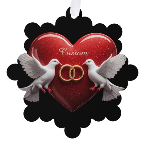 Wedding Doves Heart Romantic Anniversary Gift Ornament Card