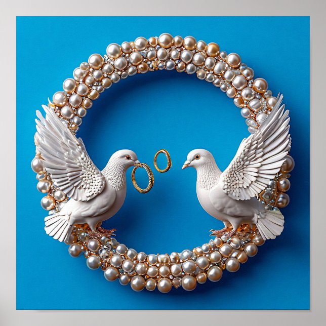 Wedding doves Love Sky Romance Art 🕊️💖☁️✨ Poster (Front)