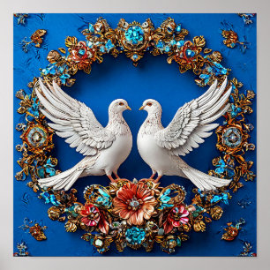 Wedding doves Love Symbol Floral Romance 💍🕊️🌸✨ Poster