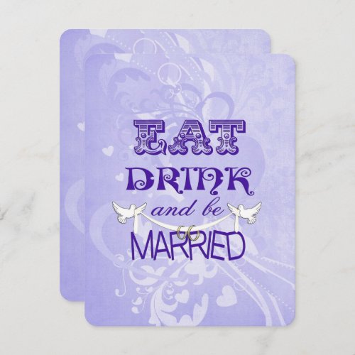 Wedding Doves on purple Invitation