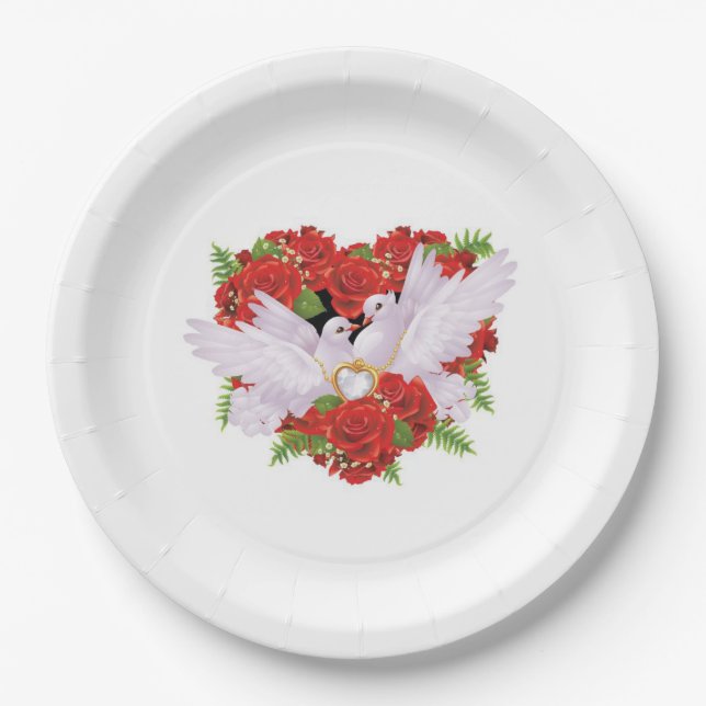 Wedding Doves Paper Plates (Front)