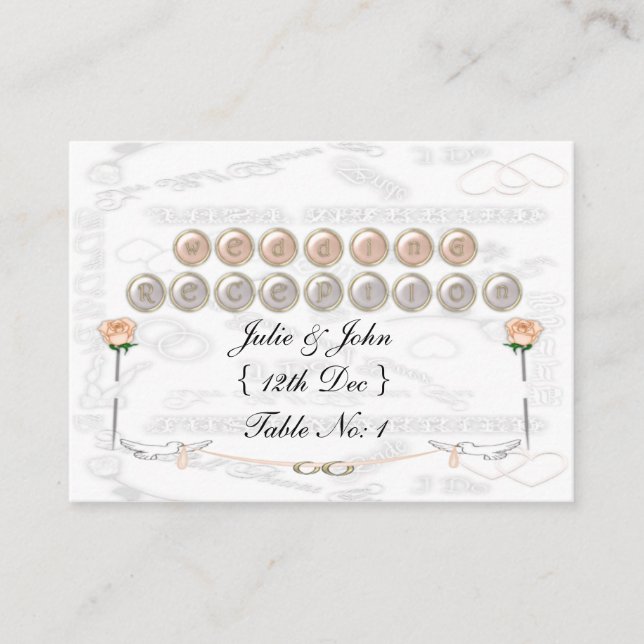 Wedding Doves Place Card (Front)