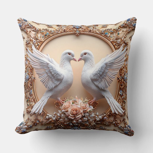 Wedding doves romantic love birds throw pillow (Front)
