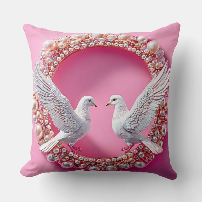 Wedding Doves Romantic Love Theme Throw Pillow (Front)