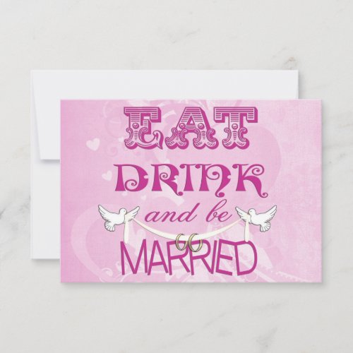 Wedding Doves RSVP on pink Invitation