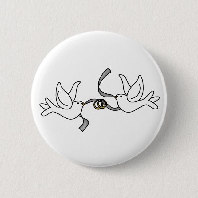 Wedding Doves with Rings Button (Front)