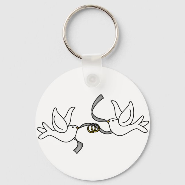 Wedding Doves with Rings Keychain (Front)
