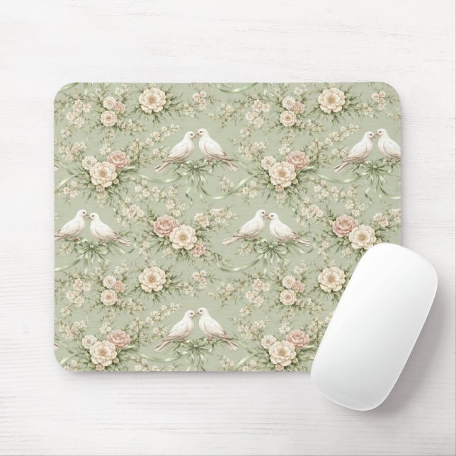 Wedding Doves with Roses and Ribbons Mouse Pad (With Mouse)