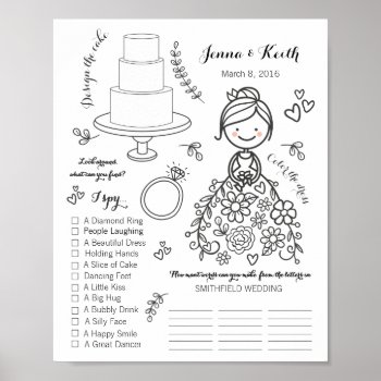 Wedding Download Coloring Activity Page  Poster by LaurEvansDesign at Zazzle