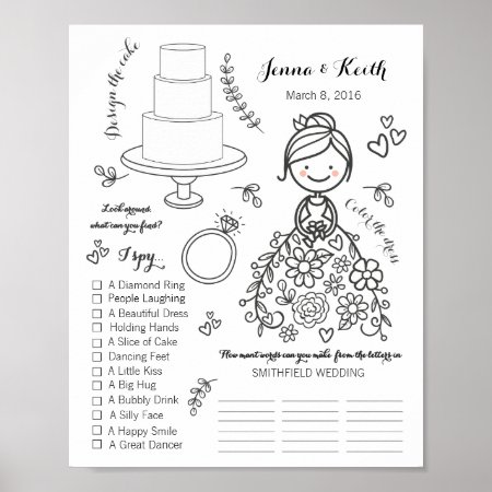 Wedding Download Coloring Activity Page  Poster