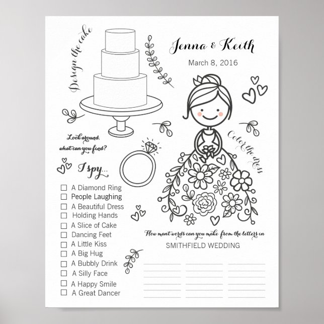 Wedding Download coloring activity page  Poster (Front)