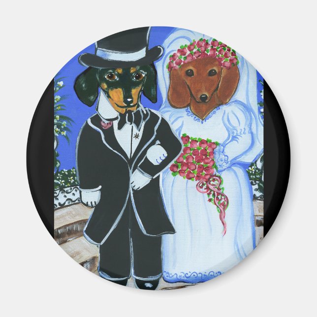 Wedding Doxies Magnet (Front)