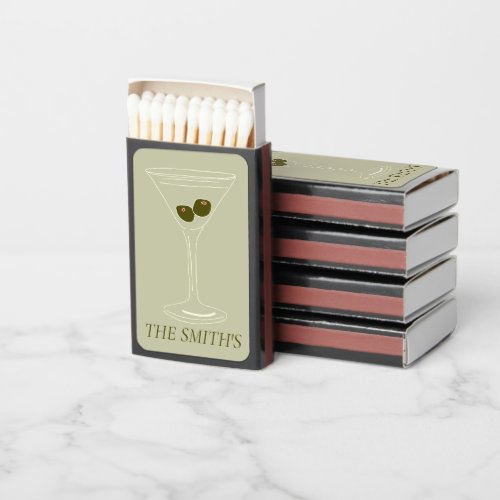 Wedding drawing martini guest favors matchboxes