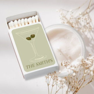 Wedding drawing martini guest favors matchboxes