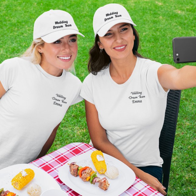 Wedding Dream Team, Bride, Bachelorette Party Embroidered Baseball Cap (Creator Uploaded)