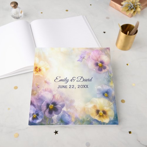 Wedding Dreamy Pansy Abstract Guest Book