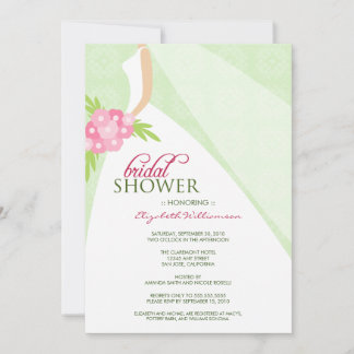 Wedding Dress_2 Bridal Shower Invitation (mint)