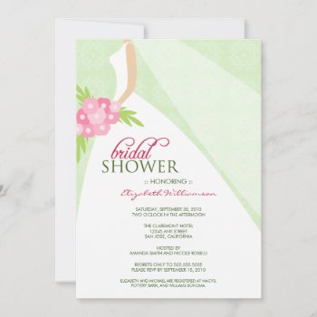 Wedding Dress_2 Bridal Shower Invitation (mint) by TheWeddingShoppe at Zazzle
