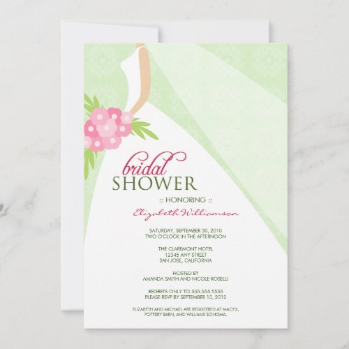 Wedding Dress_2 Bridal Shower Invitation mint