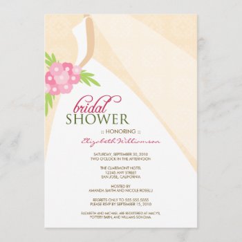 Wedding Dress_2 Bridal Shower Invitation (peach) by TheWeddingShoppe at Zazzle