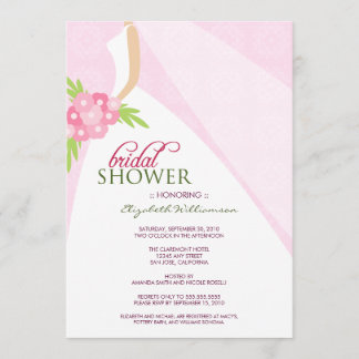 Wedding Dress_2 Bridal Shower Invitation (pink)