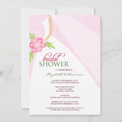 Wedding Dress_2 Bridal Shower Invitation pink