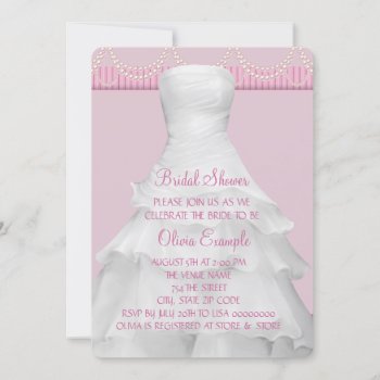 Wedding Dress And Pearls Bridal Shower Invitation by InvitationCentral at Zazzle