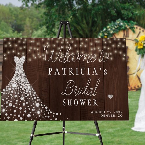 Wedding dress barn wood bridal shower welcome sign