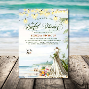 Wedding Dress Beach Boho Bridal Shower Hen Party Invitation