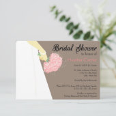 Wedding Dress & Bouquet - 3x5 Bridal Shower Invite (Standing Front)